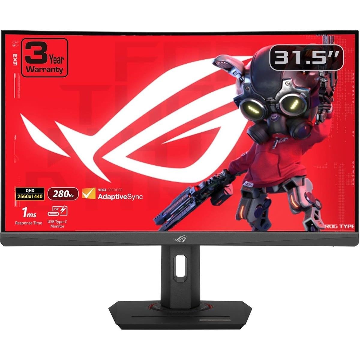 ASUS ROG Strix XG32WCMS 31.5" 2K QHD (2560 x 1440) 1500R Curved Gaming Monitor with 280Hz (Overclocked) Refresh Rate, 1m
