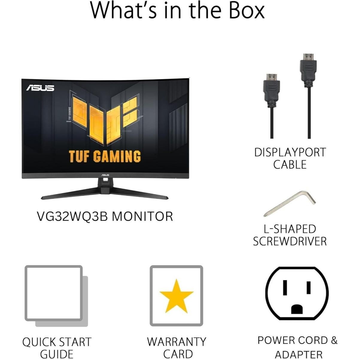 ASUS TUF Gaming VG32WQ3B 31.5" 2K QHD (2560 x 1440) 1500R Curved Gaming Monitor with 180Hz Refresh Rate, 1ms GTG Response Time, Extreme Low Motion Blur (ELMB), FreeSync Premium, HDR10 & Shadow Boost