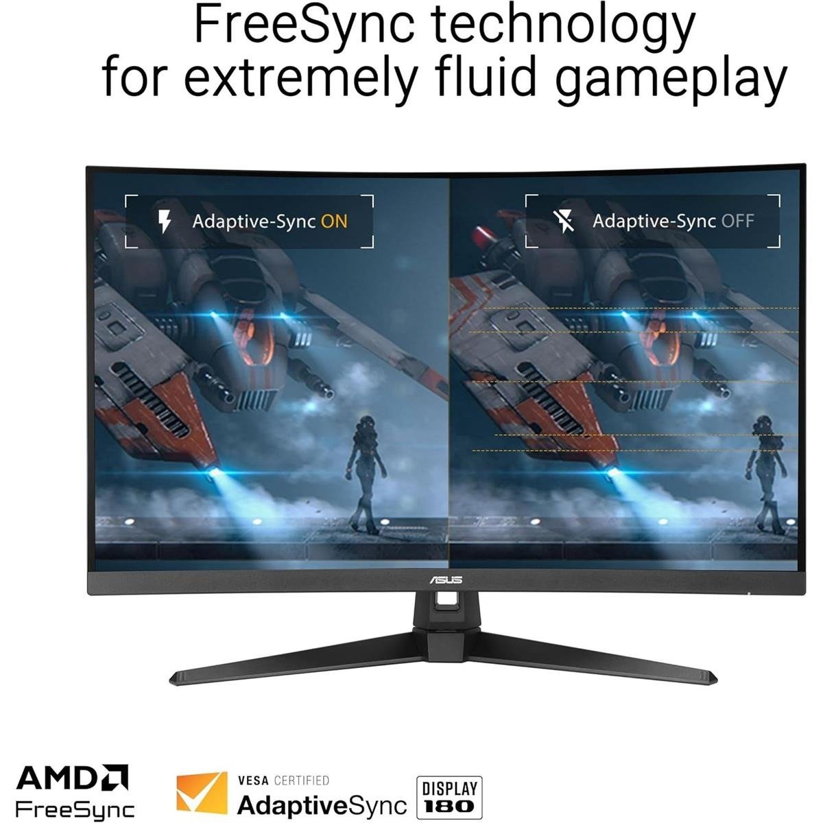 ASUS TUF Gaming VG32WQ3B 31.5" 2K QHD (2560 x 1440) 1500R Curved Gaming Monitor with 180Hz Refresh Rate, 1ms GTG Response Time, Extreme Low Motion Blur (ELMB), FreeSync Premium, HDR10 & Shadow Boost