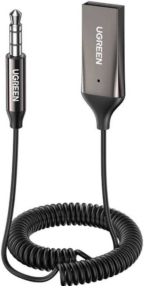 70601 UGREEN USB 2.0 to 3.5mm Bluetooth Adapter Wireless Car Receiver with Built-in Microphone & Coiled Cable