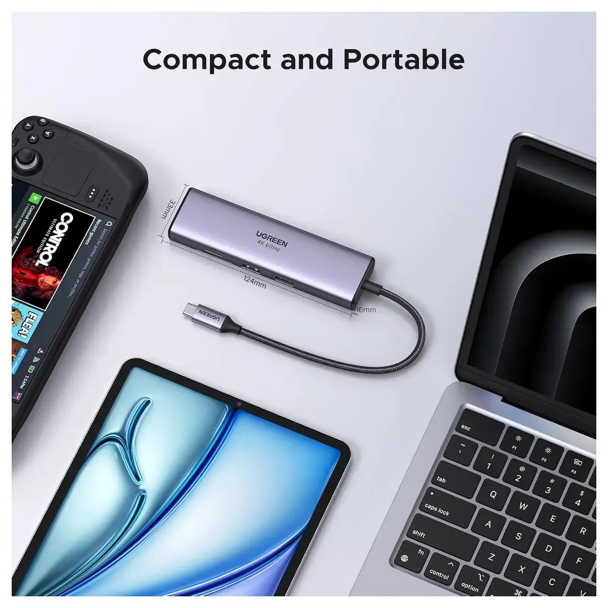 UGREEN USB-C Multifunction Adapter with Ethernet Interface (7 IN 1) Type-C Docking Hub with 4K HDMI, 1000Mbps Gigabit RJ45, 100W Power Delivery, SD/MicroSD Card Reader & 2x USB 3.0 Ports
