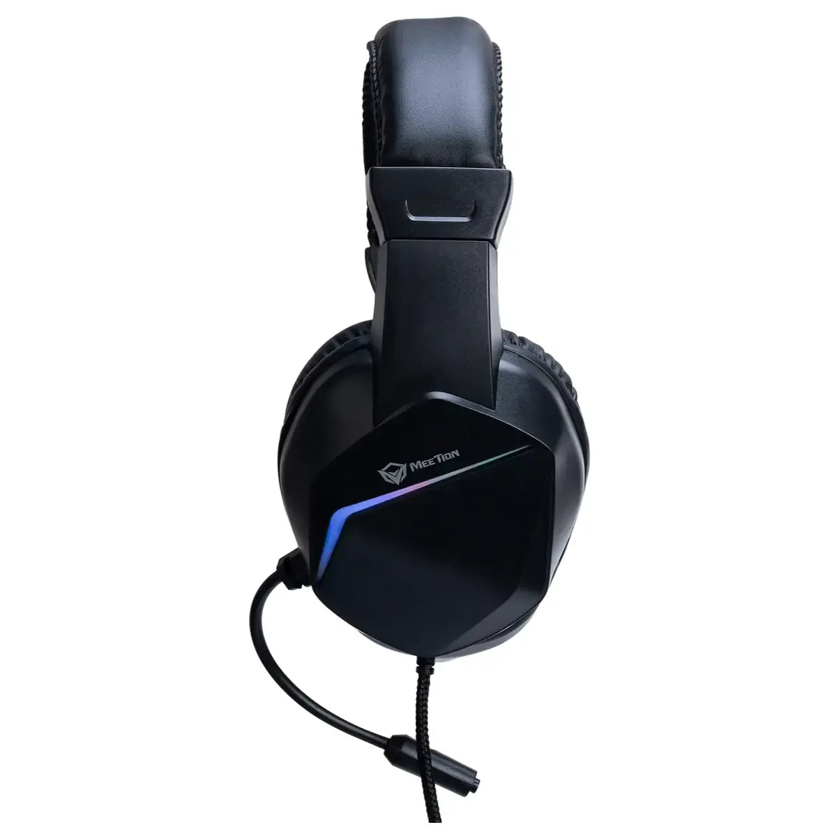 MEETION HP022 NOISE-CANCELLING RGB WIRED GAMING HEADSET | Meetion HP022 Stereo Gaming Headphones with 40mm Drivers, Noise-Cancelling Flexible Microphone, Dual 3.5mm Audio Jacks, USB Power Connector & 1.8m Braided Cable for PC, Laptop & Consoles