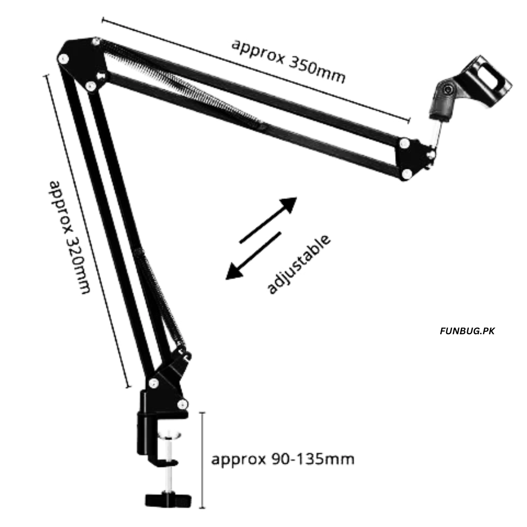 PROFESSIONAL METAL SCISSOR ARM MICROPHONE STAND | Heavy-Duty All-Metal Adjustable Suspension Boom Arm Stand with Desk Mount Clamp, Dual Tension Springs & Universal Mic Clip Holder for Podcasting, Streaming, Recording & Broadcasting