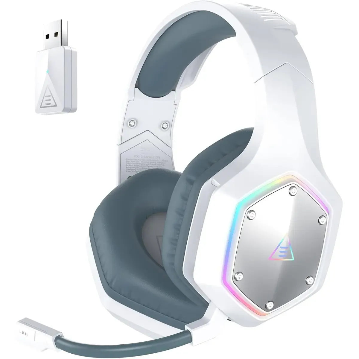 EKSA E1000 WT 2.4GHZ WIRELESS GAMING HEADSET | EKSA E1000 WT White Ergonomic Wireless Gaming Headphones with 7.1 Surround Sound, ENC Noise Canceling Microphone, Ultra-Low Latency & 36-Hour Battery Life for PC, PS4, PS5, Laptop & Xbox