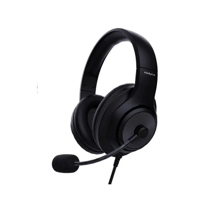 Lenovo ThinkPlus G25-B USB Headphones Black – Over-Ear Wired Headset with Noise-Canceling Mic & In-Line Controls