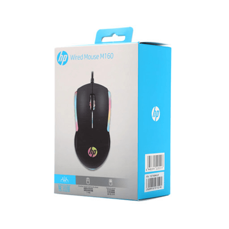 HP M160 Wired Gaming Mouse with High Sensitivity Optical Sensor and Ergonomic Design – RGB Backlit Optical Mouse (Black)