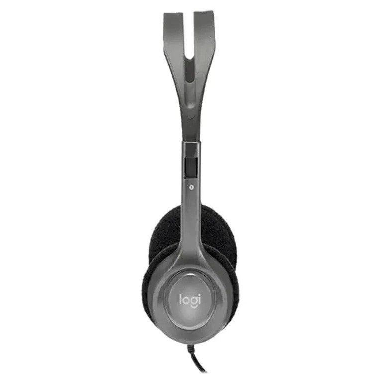Logitech H110 Stereo Headset – Wired On-Ear Computer Headphones with 180° Rotating Noise-Canceling Boom Mic & Dual 3.5mm Plugs