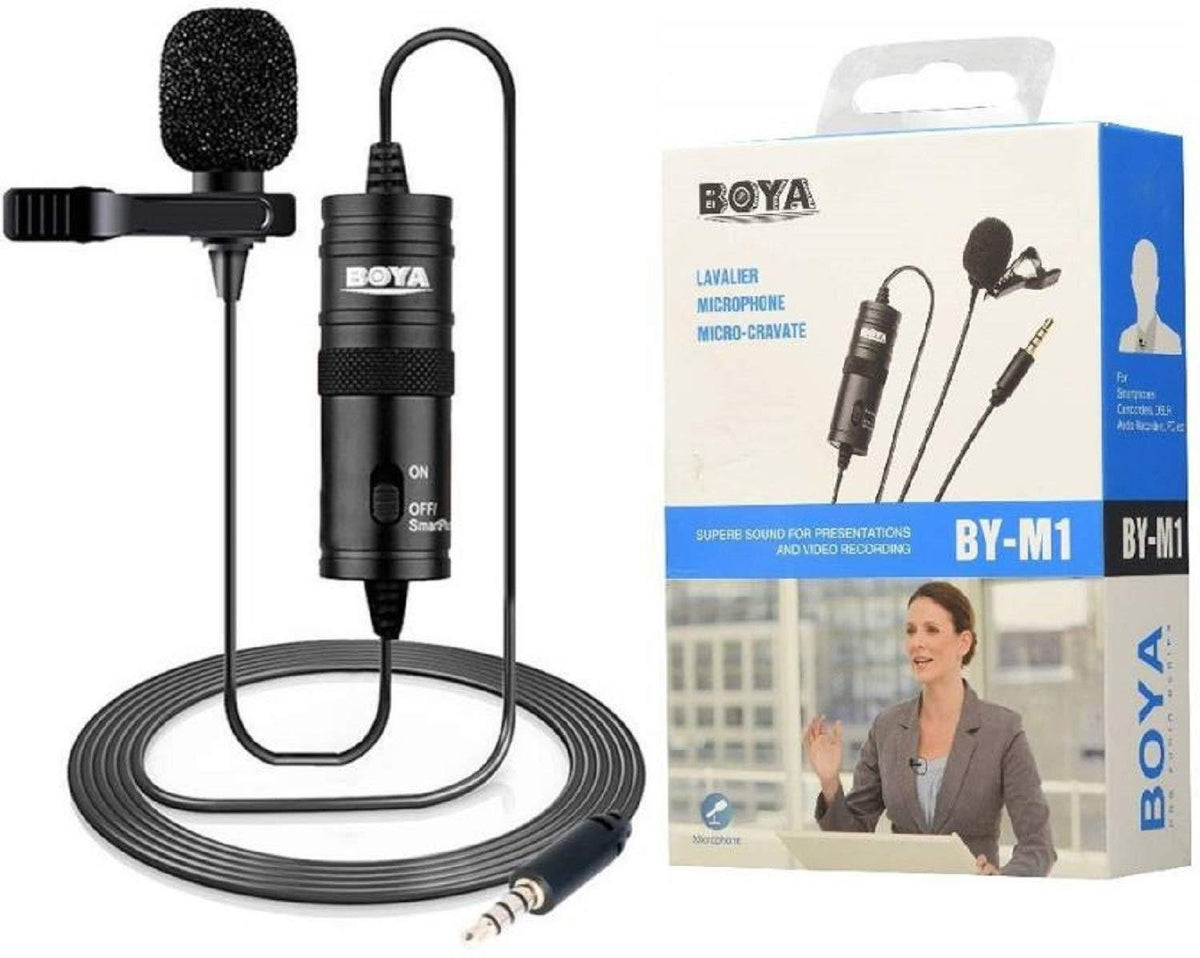 Boya BY M1 Lavalier Microphone – Omnidirectional Clip-On Lapel Mic with 3.5mm Jack & 6m Audio Cable