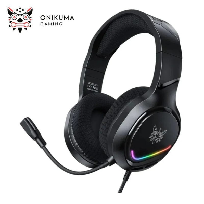 Onikuma X31 Wired Gaming Headset – Over-Ear Stereo Headset with Noise-Canceling Mic & Dynamic RGB Backlighting