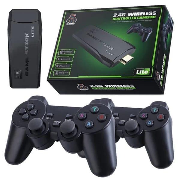 2.4G WIRELESS CONTROLLER GAMEPAD GAME STICK LITE 4K | Mini Plug & Play 4K HDMI Retro Gaming Console Stick with Dual 2.4GHz Lag-Free Wireless Gamepads & Thousands of Pre-Loaded Classic Games