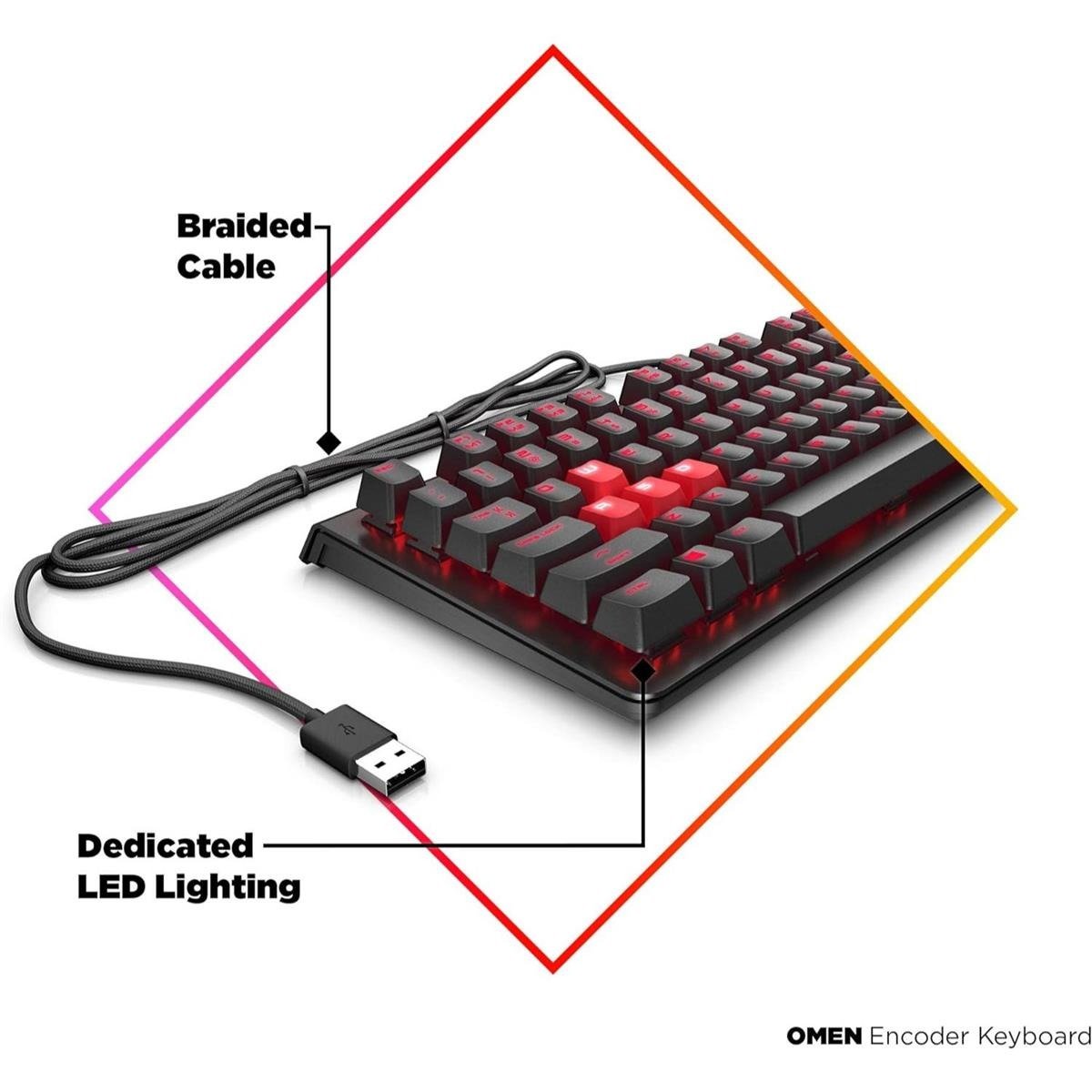 HP OMEN ENCODER MECHANICAL GAMING KEYBOARD | HP Omen Encoder Mechanical Gaming Keyboard with Cherry MX Red Linear Switches, Full N-Key Rollover & Red LED Backlighting