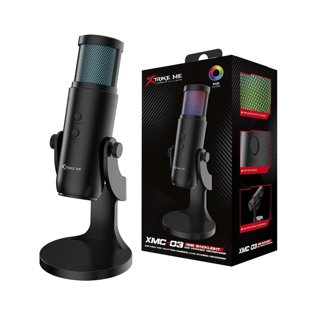 XTRIKE ME XMC-03 GAMING MICROPHONE | Xtrike Me XMC-03 USB Wired RGB Omnidirectional Gaming Microphone with Adjustable St