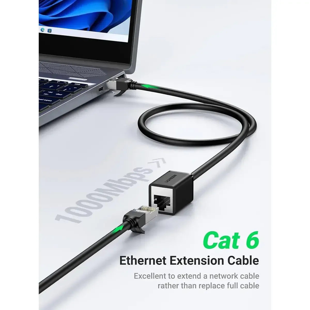 Ugreen Cat 6 F/UTP Foil Shielded 1000Mbps RJ45 Male to Female Network Ethernet Extension Patch Cable (3M - Black)