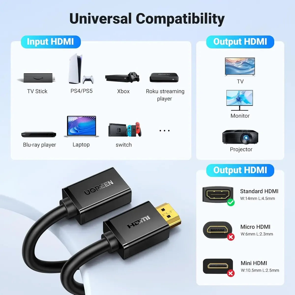 UGREEN  HDMI Male To Female  Extension Cable (3 Meter)