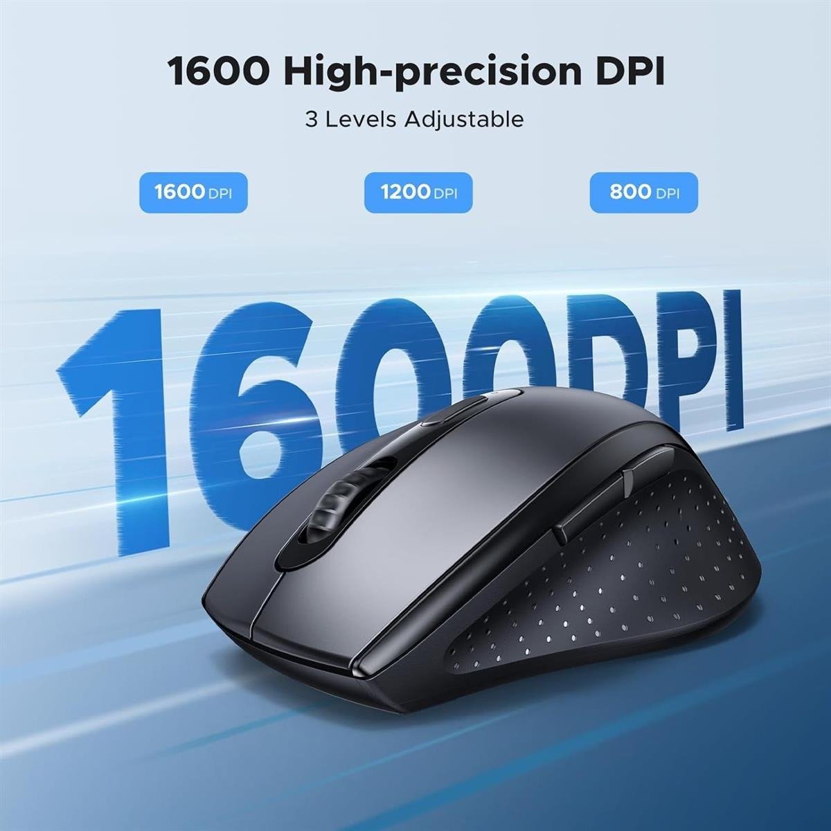UGREEN Ergonomic Contoured-Shape Design Wireless Mouse 2.4 GHz（AAA alkaline battery not included)