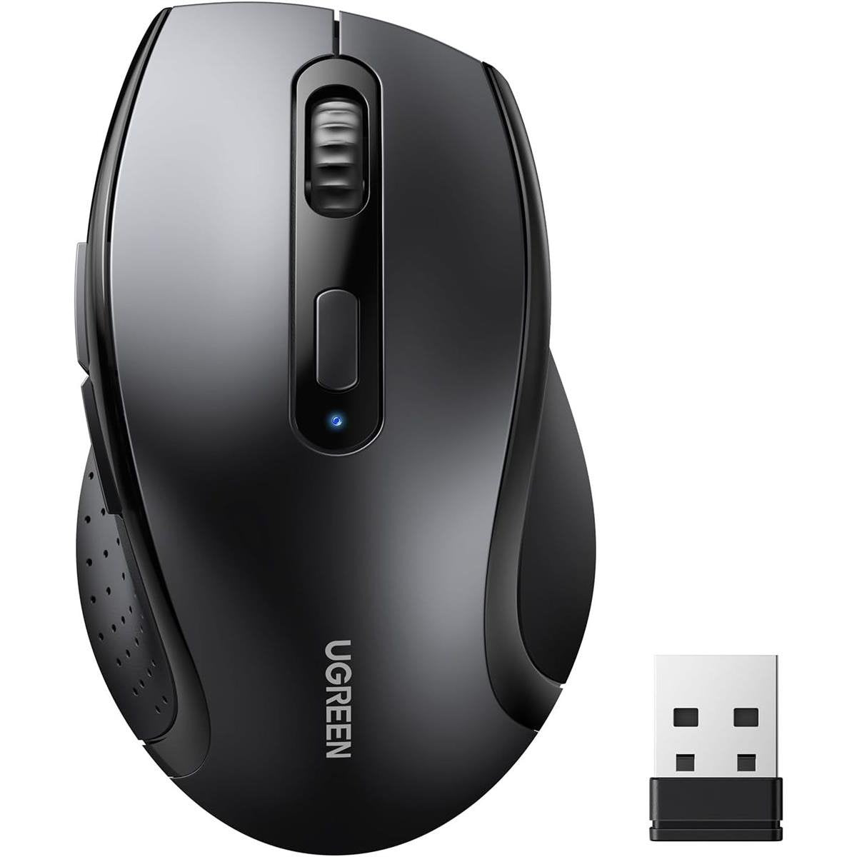 UGREEN Ergonomic Contoured-Shape Design Wireless Mouse 2.4 GHz（AAA alkaline battery not included)