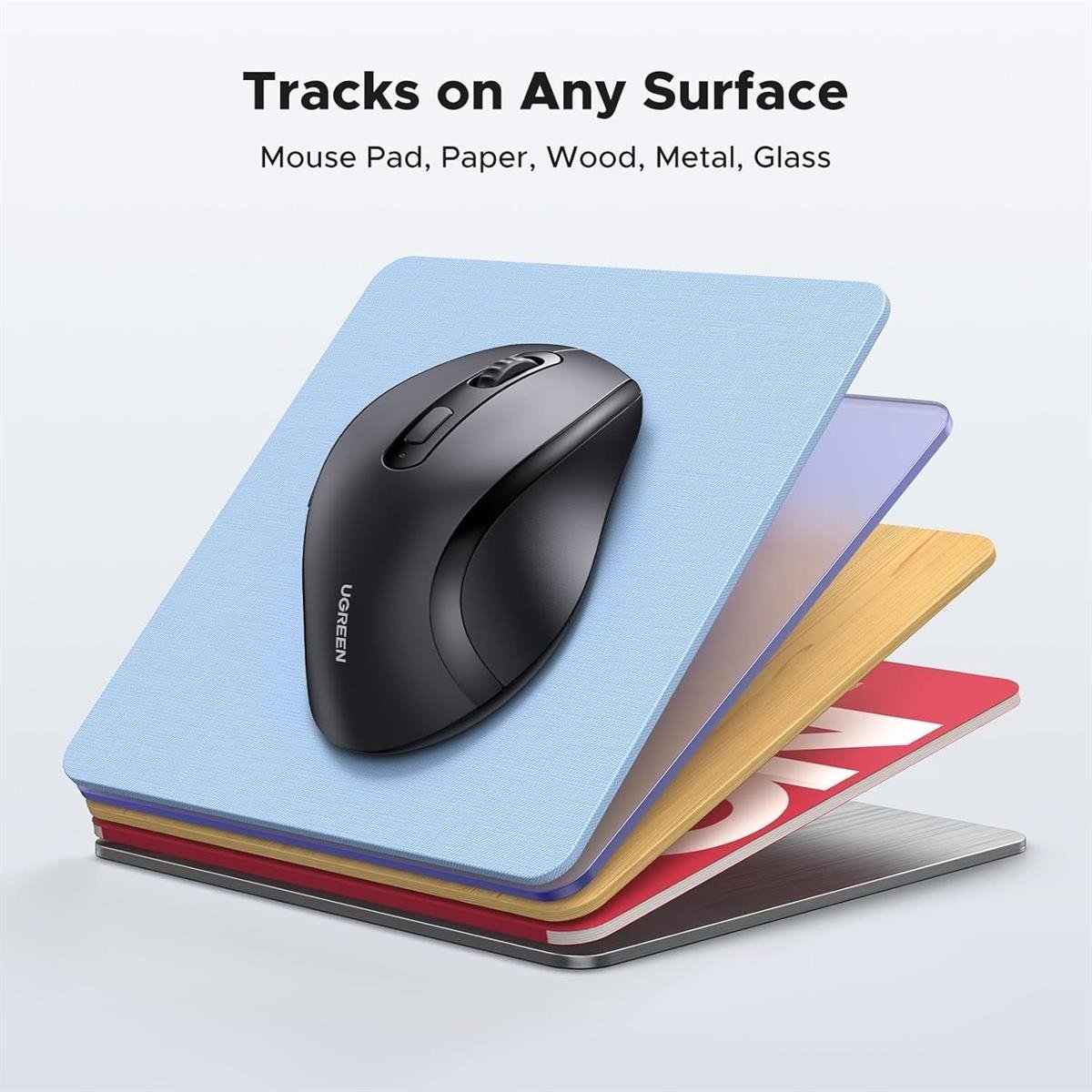 UGREEN Ergonomic Contoured-Shape Design Wireless Mouse 2.4 GHz（AAA alkaline battery not included)