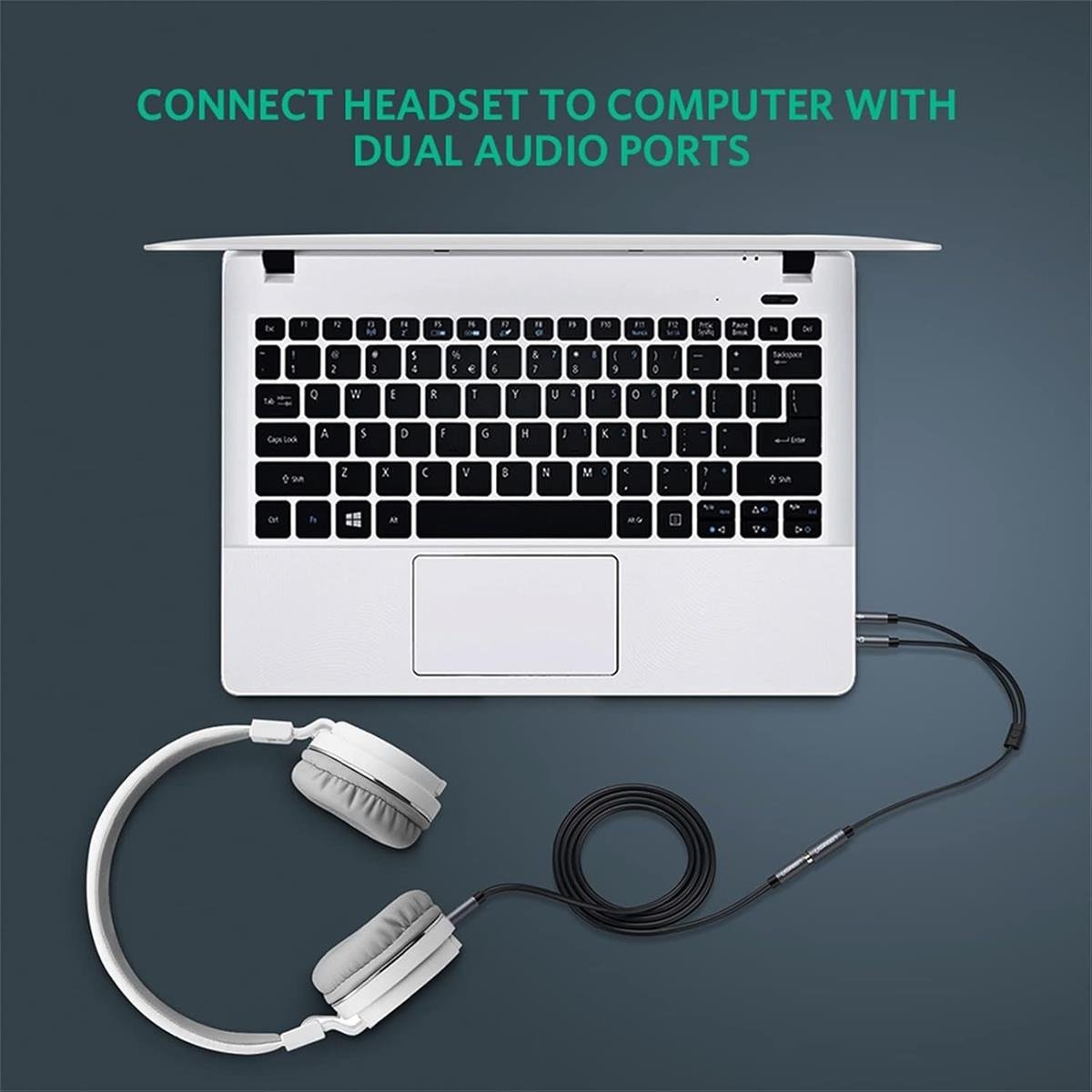 UGREEN 3.5mm Female to 2 Male Headset Y-Splitter Cable (Aluminum Case - Black)