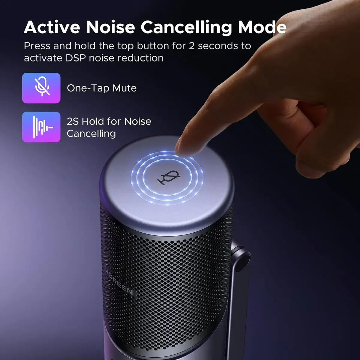 UGREEN Microphone for PC, USB Mic with RGB Lights, Mute Button, 24bit/96kHz, Cardioid Polar Pattern, Volume Control, Condenser Microphone for Streaming, Gaming, Podcasting, Recording, Laptop,