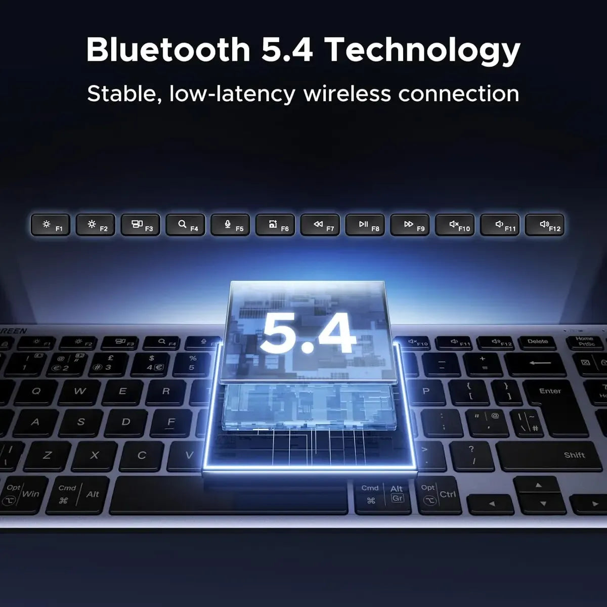 Keyboard UGREEN K552, Wireless, Bluetooth, USB, Grey Dual-Mode Multi-Device Mechanical Keyboard