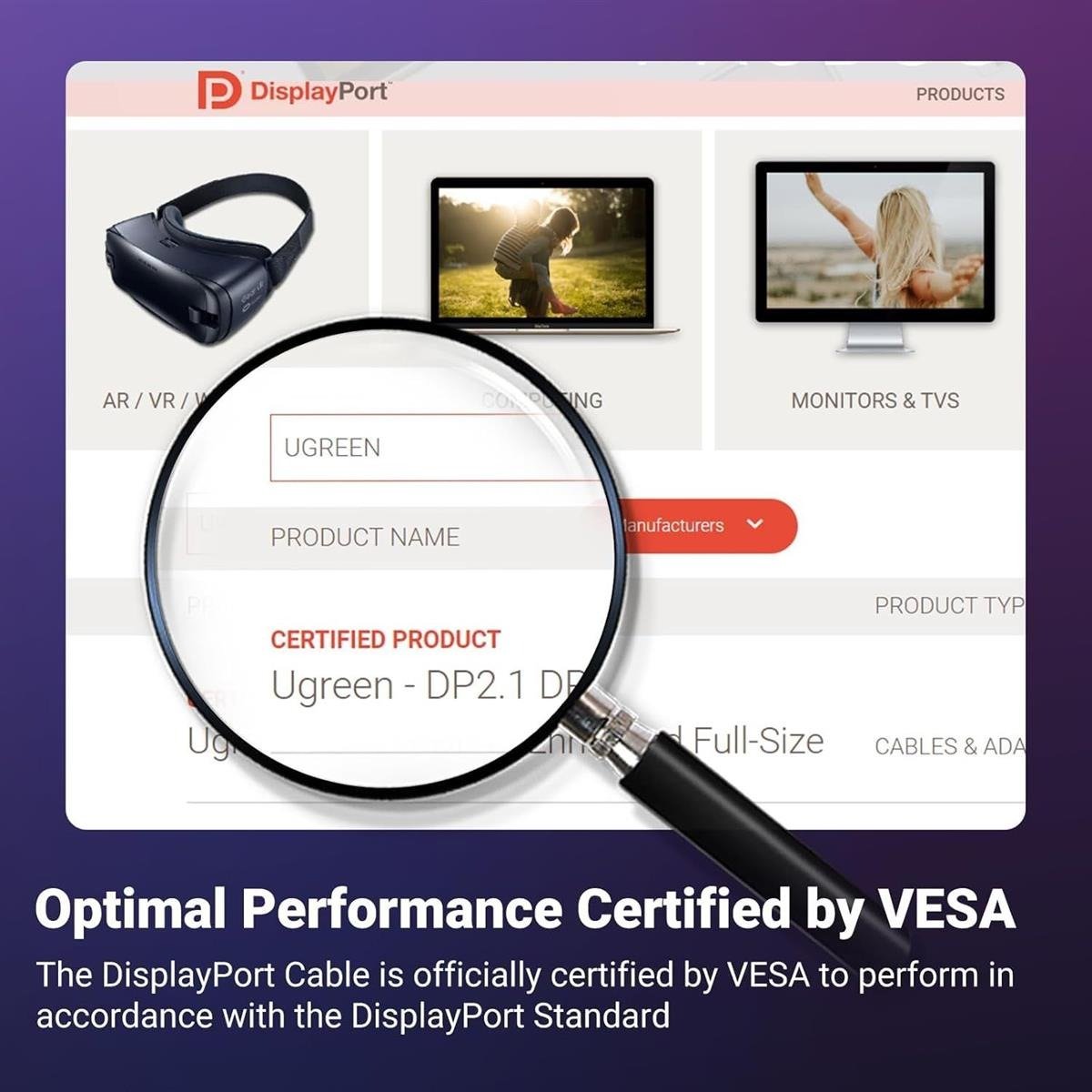 UGREEN DisplayPort 2.1 Male to Male 16K Ultra-HD Gaming & Video Cable (2M / 3M)