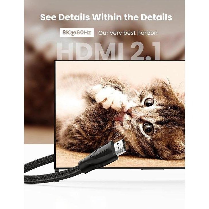 UGREEN HDMI 2.1 Male to Male 8K Ultra-HD 48Gbps Braided Cable with Aluminum Shell (2M / 3M / 5M - Black)