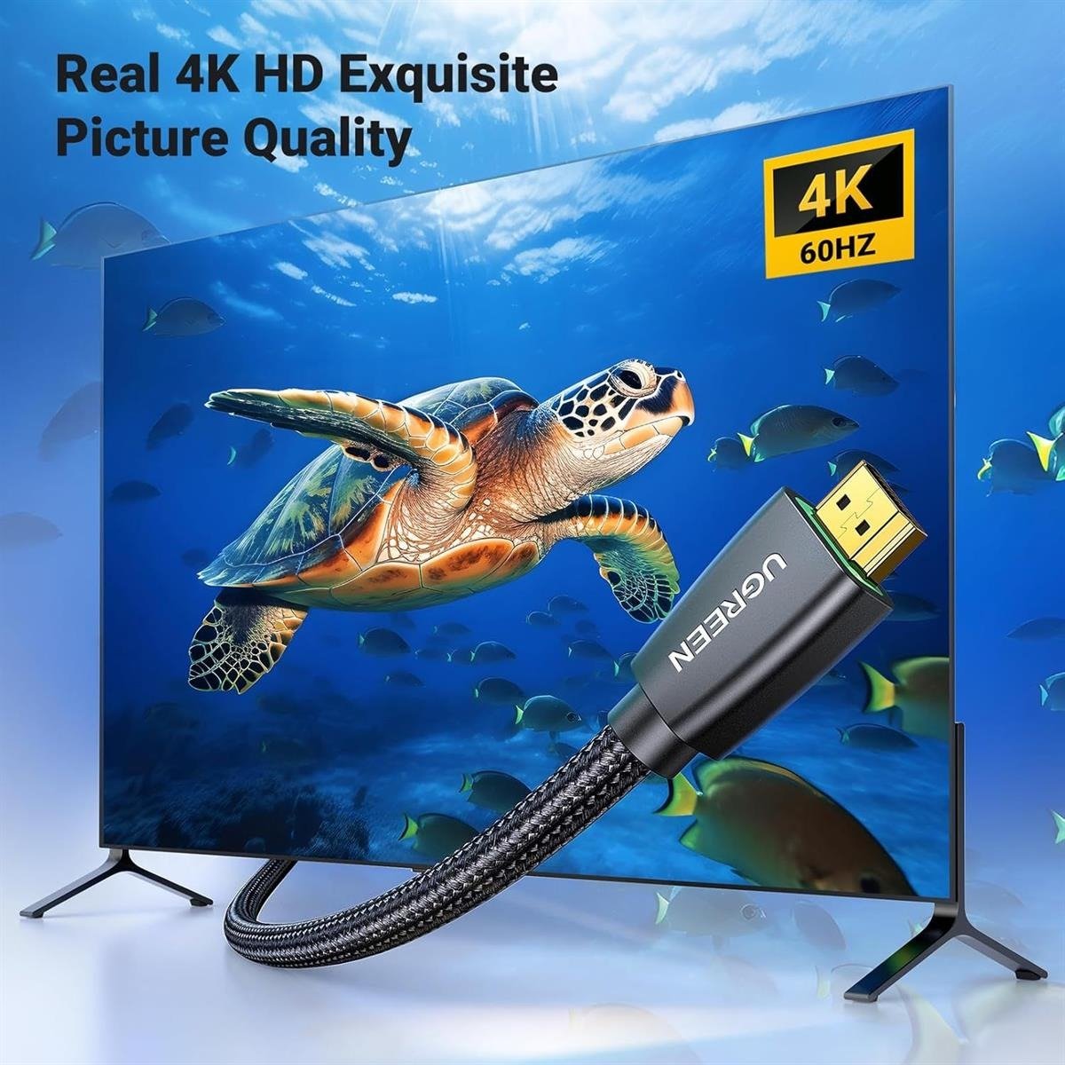 UGREEN HDMI 2.0 Male to Male 4K 60Hz High-Speed Braided Audio & Video Cable (1M)