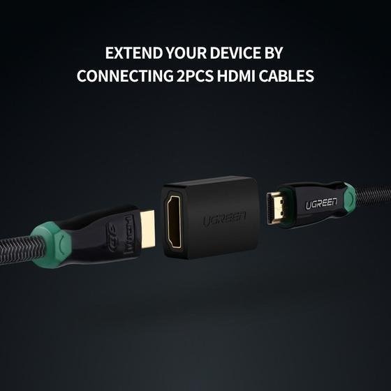 UGREEN HDMI Female to Female Adapter (Black) 4K@60Hz High-Speed HDMI Extension Coupler Joiner for TV, Monitor, Projector & Streaming Devices