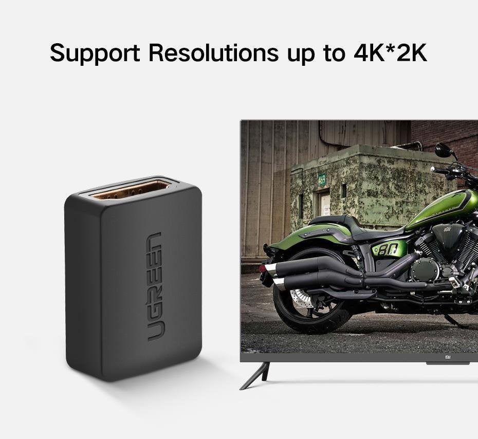 UGREEN HDMI Female to Female Adapter (Black) 4K@60Hz High-Speed HDMI Extension Coupler Joiner for TV, Monitor, Projector & Streaming Devices