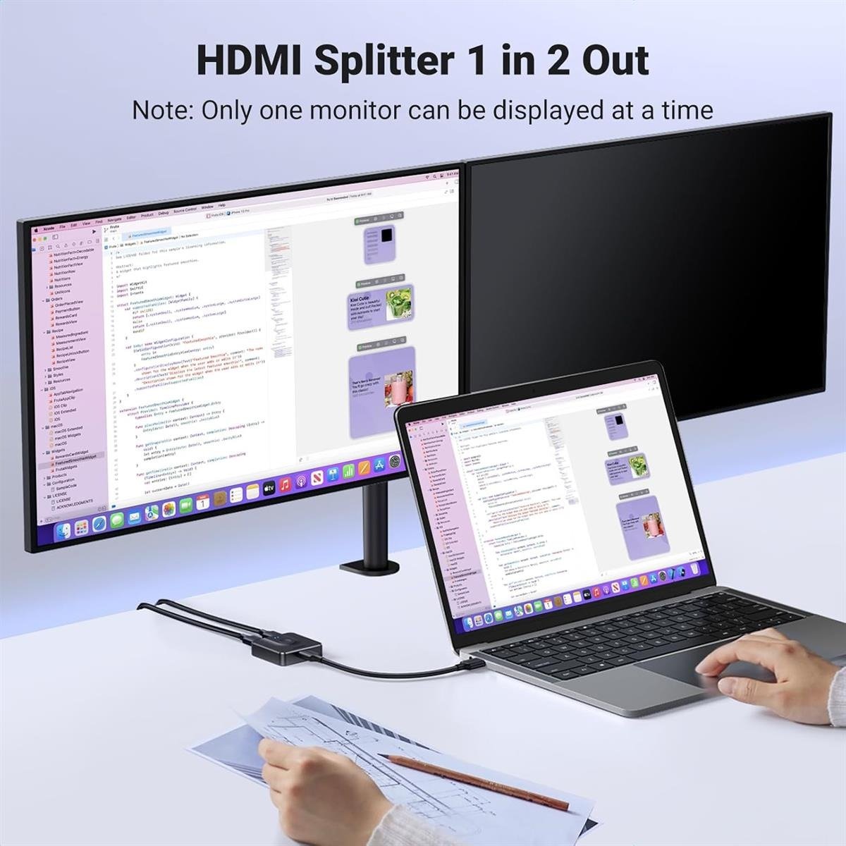 UGREEN 2 In 1 Out HDMI Switcher 4K@60Hz Bi-Directional HDMI Switch & Splitter Box for TV, Monitor, PS5, Xbox & PC