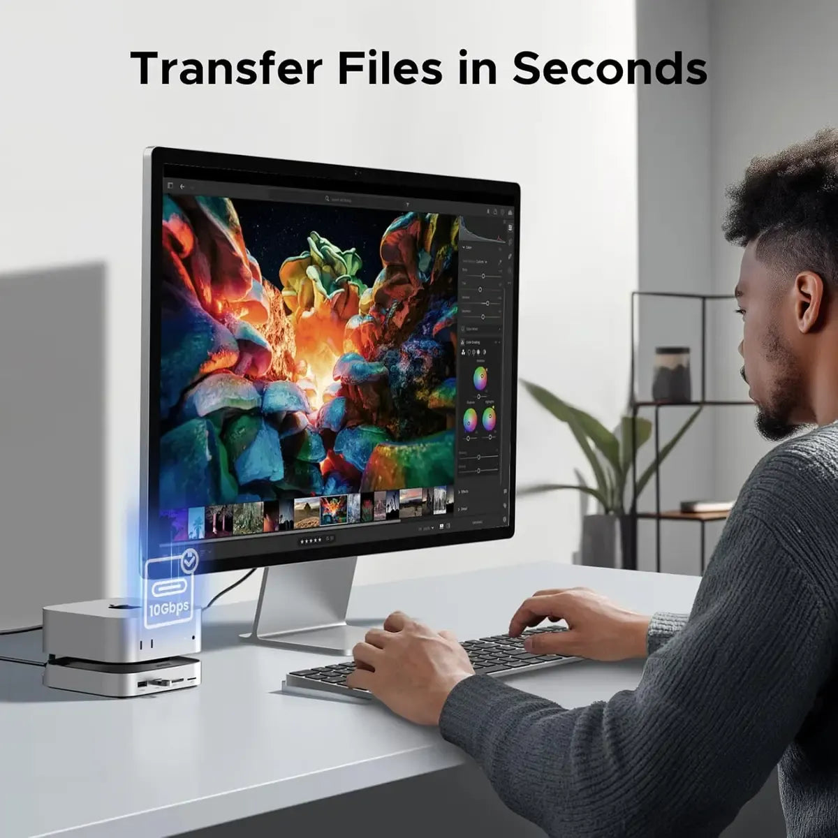 Ugreen 65487 Mac Mini M4 Dock & Stand with Built-in NVMe/SATA M.2 SSD Enclosure, 10Gbps USB-C & USB-A Ports, SD/TF Card Reader & 3.5mm Audio Output for Apple Mac Mini M4 / M4 Pro