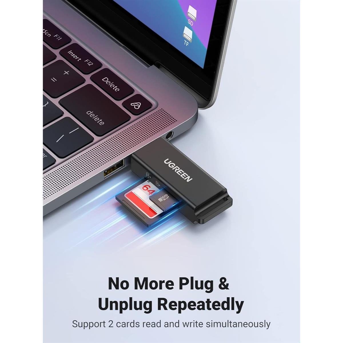 UGREEN USB 3.0 High-Speed SD and MicroSD (TF) Dual Slot Memory Card Reader (Black)