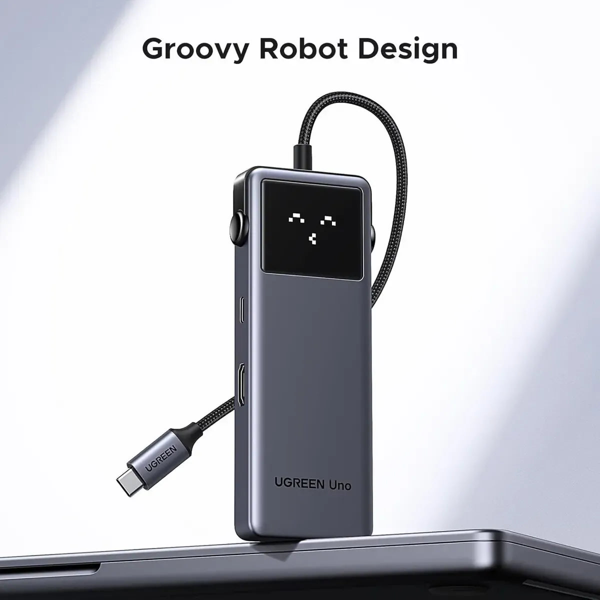 UGREEN 35998 Uno 6-in-1 USB-C Hub with 10Gbps USB-C & USB-A Data Ports 4K@60Hz HDMI (6 IN 1) High-Speed Type-C Docking Station with Smart LED Emoji Status Display & 100W Power Delivery for MacBook Pro/Air, XPS, iPad Pro & Laptops