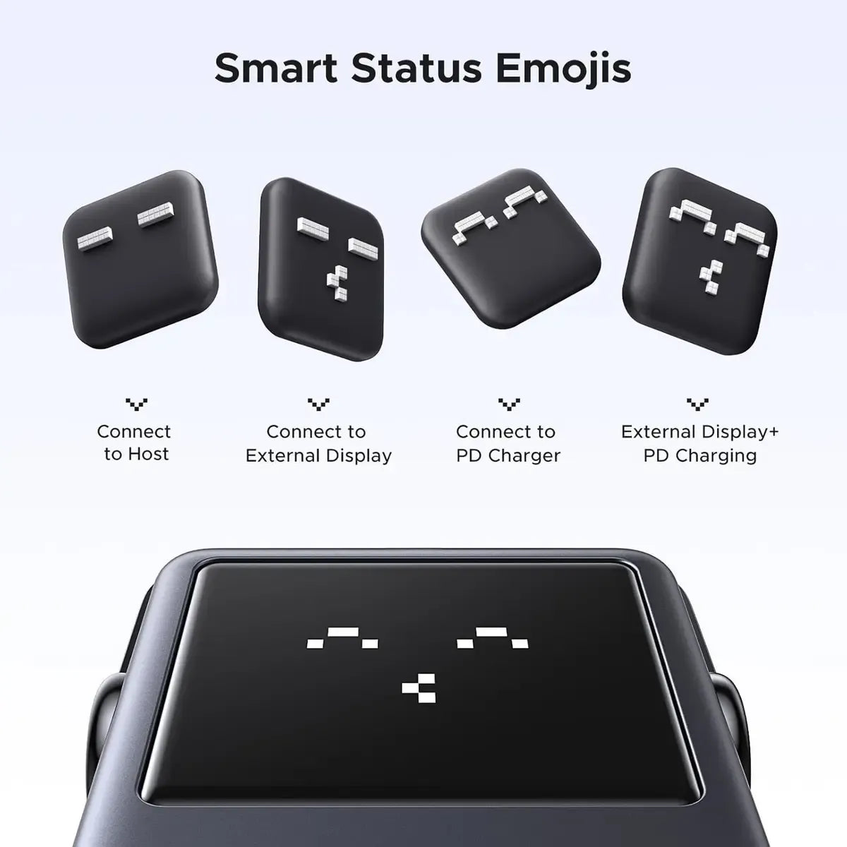 UGREEN 35998 Uno 6-in-1 USB-C Hub with 10Gbps USB-C & USB-A Data Ports 4K@60Hz HDMI (6 IN 1) High-Speed Type-C Docking Station with Smart LED Emoji Status Display & 100W Power Delivery for MacBook Pro/Air, XPS, iPad Pro & Laptops