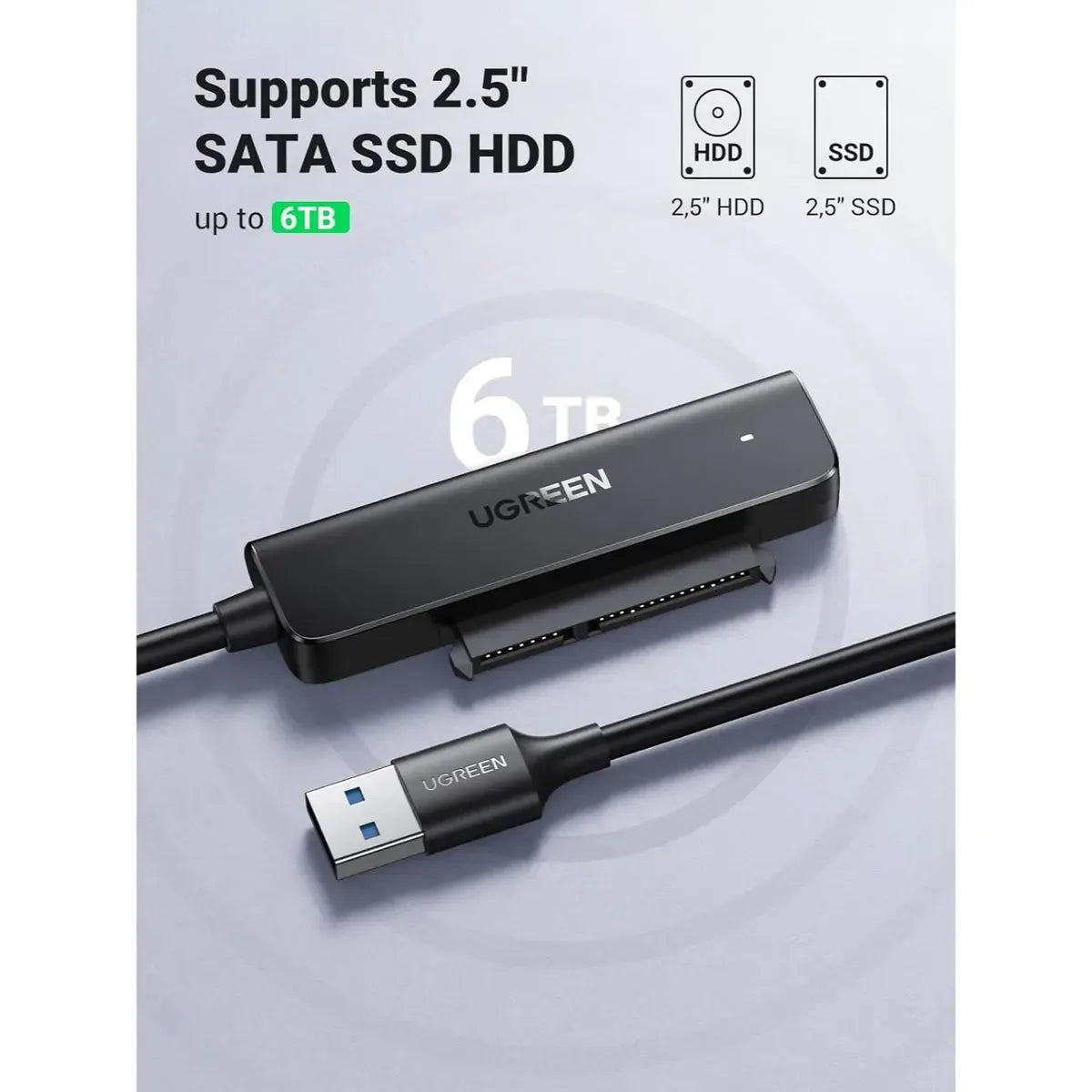 UGREEN USB-A TO 2.5-INCH SATA CONVERTER 50cm USB 3.0 to SATA III Hard Drive Adapter Cable