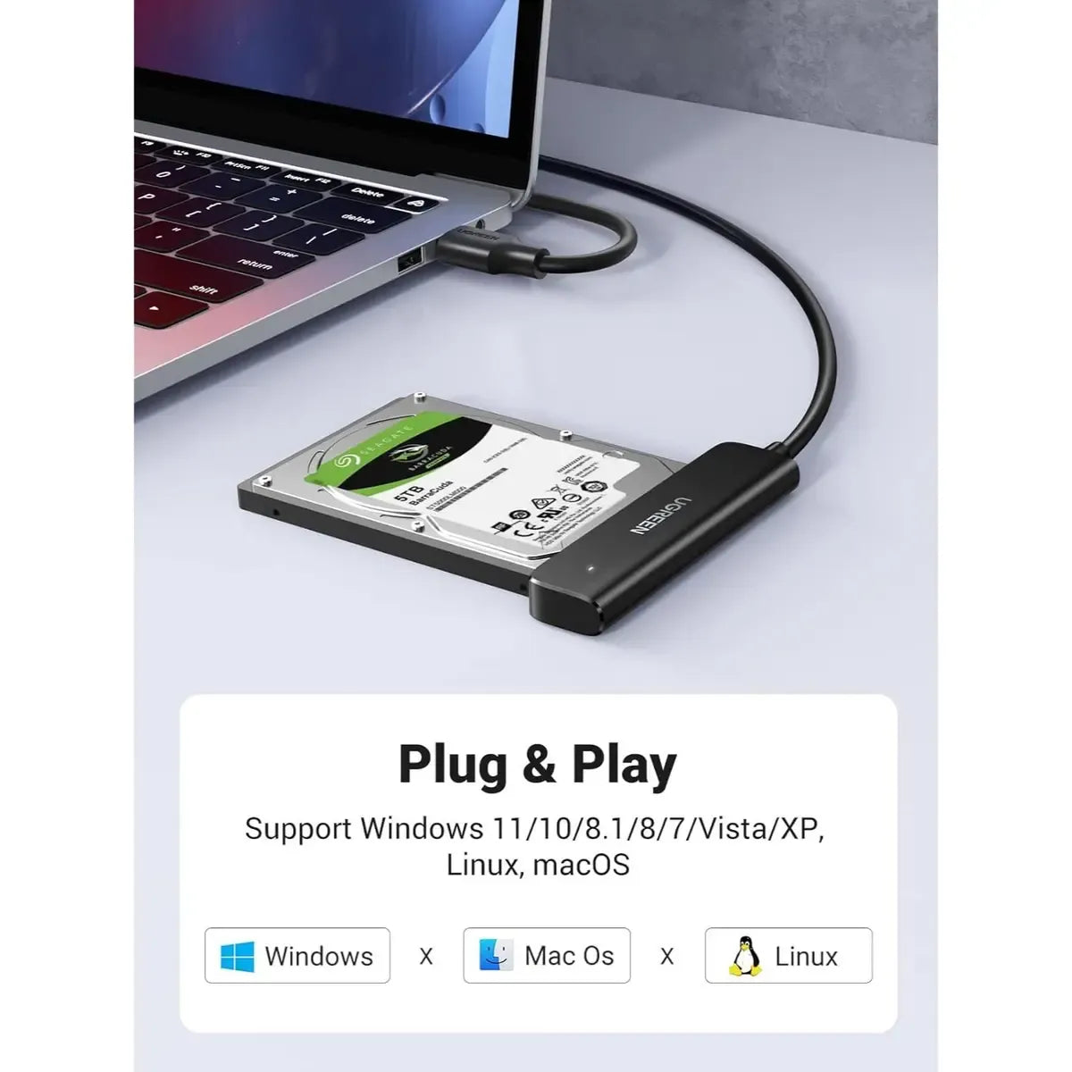 UGREEN USB-A TO 2.5-INCH SATA CONVERTER 50cm USB 3.0 to SATA III Hard Drive Adapter Cable