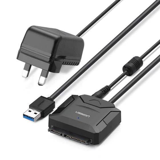 UGREEN USB to SATA Hard Drive Converter Cable EU USB 3.0 to SATA III Adapter with 12V EU Power Adapter