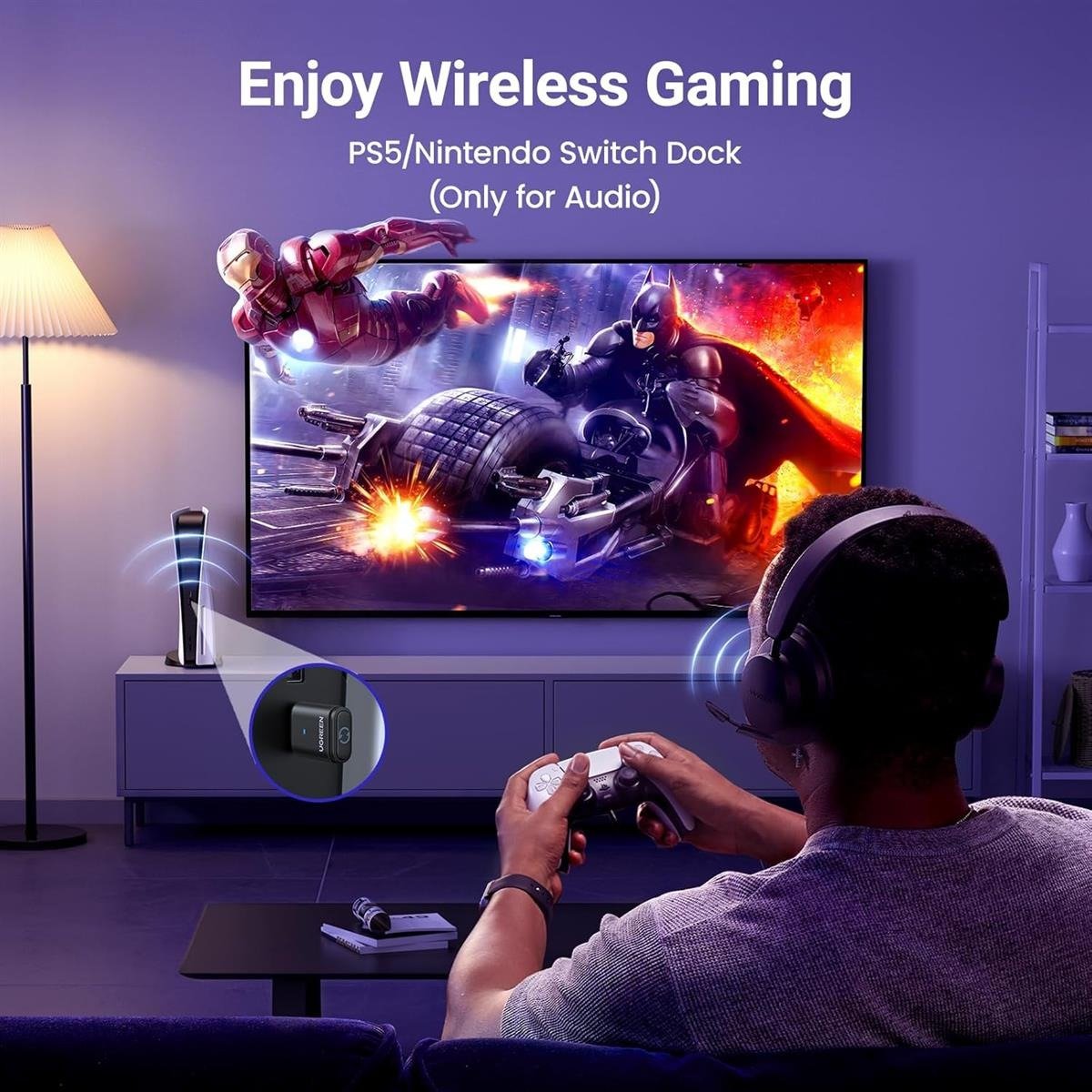 USB-C Bluetooth 5.3 Audio Transmitter Adapter with aptX Low Latency for Nintendo Switch, PS5, PS4 & PC