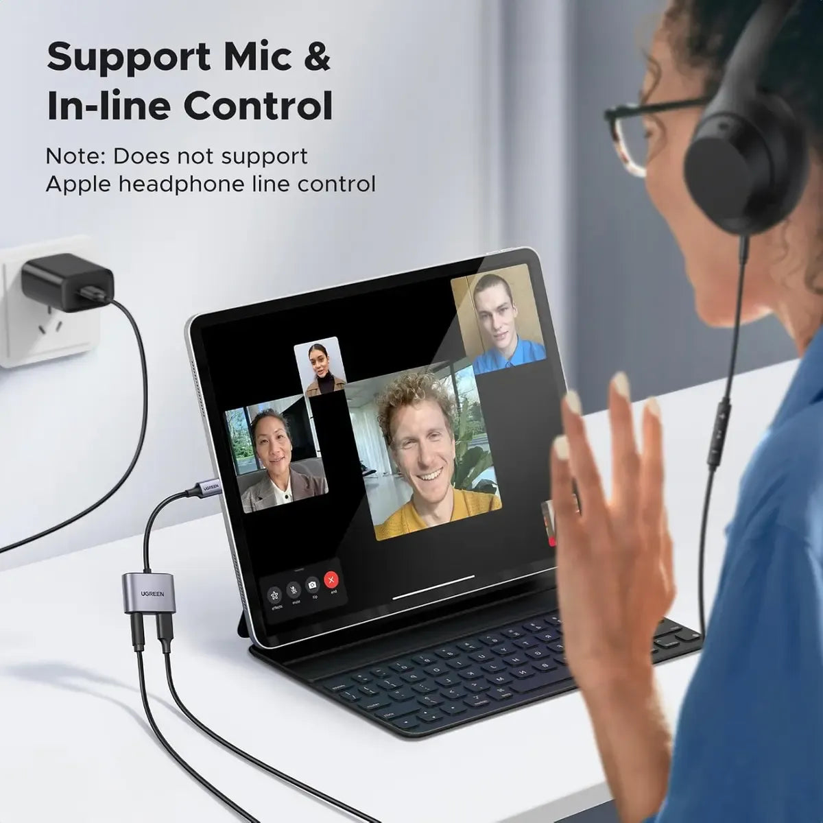 UGREEN USB - C TO 3.5mm AUDIO ADAPTER WITH PD 60W Fast Charging 2-in-1 Type-C to Aux Headphone Jack Converter