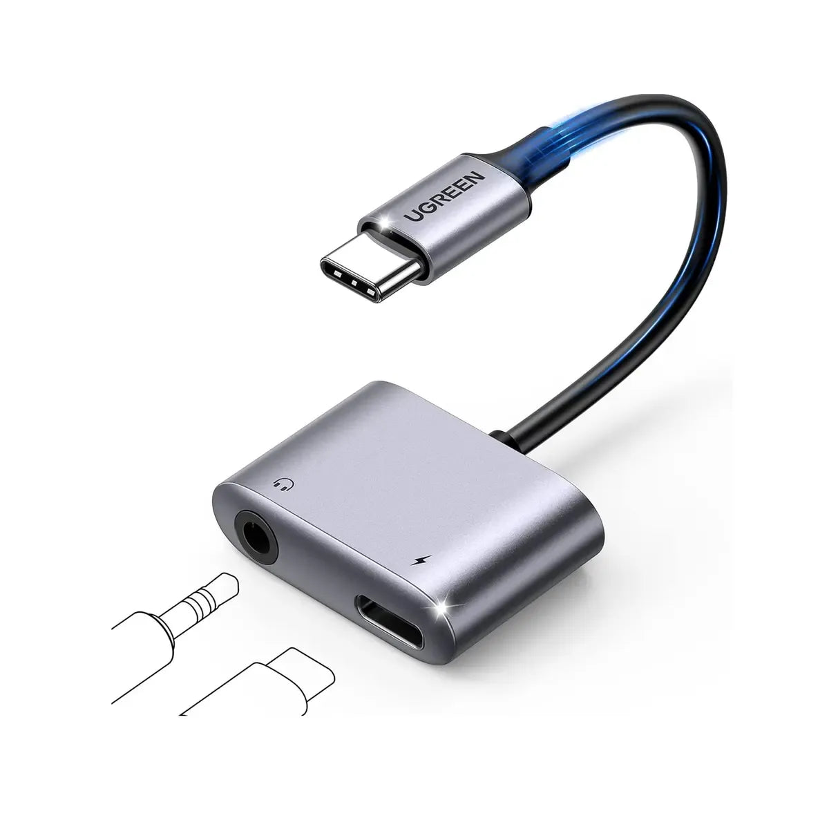 UGREEN USB - C TO 3.5mm AUDIO ADAPTER WITH PD 60W Fast Charging 2-in-1 Type-C to Aux Headphone Jack Converter