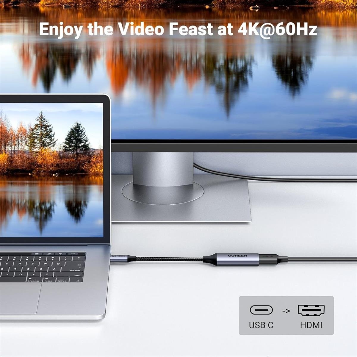 UGREEN USB-C to HDMI Adapter 4K@60Hz High-Speed Type-C to HDMI Video Converter for MacBook, iPad Pro, Surface, XPS & Android