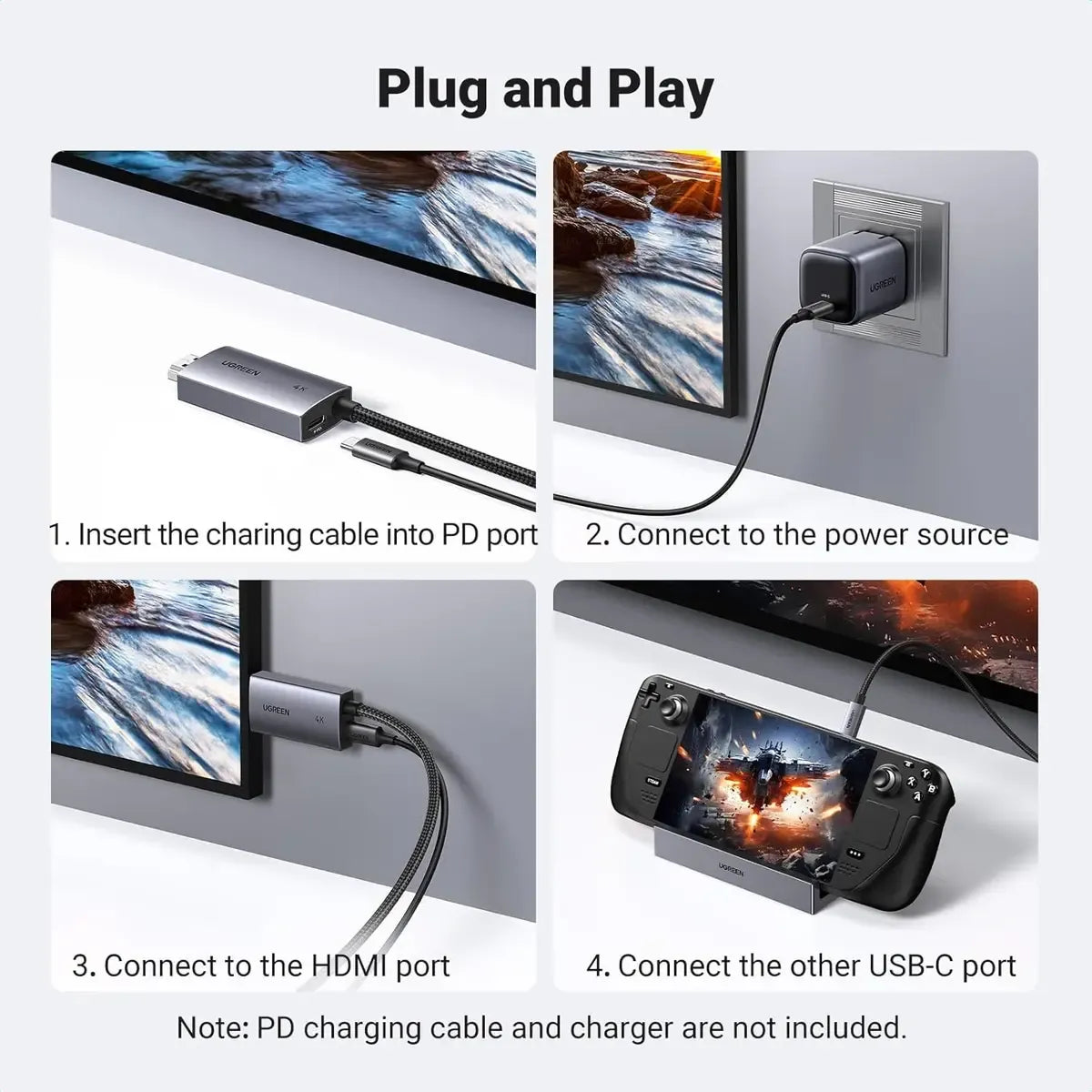 UGREEN 55330 USB-C to HDMI 2.0 Male Unidirectional 4K 60Hz High-Speed Video Adapter Cable (2M - Black)