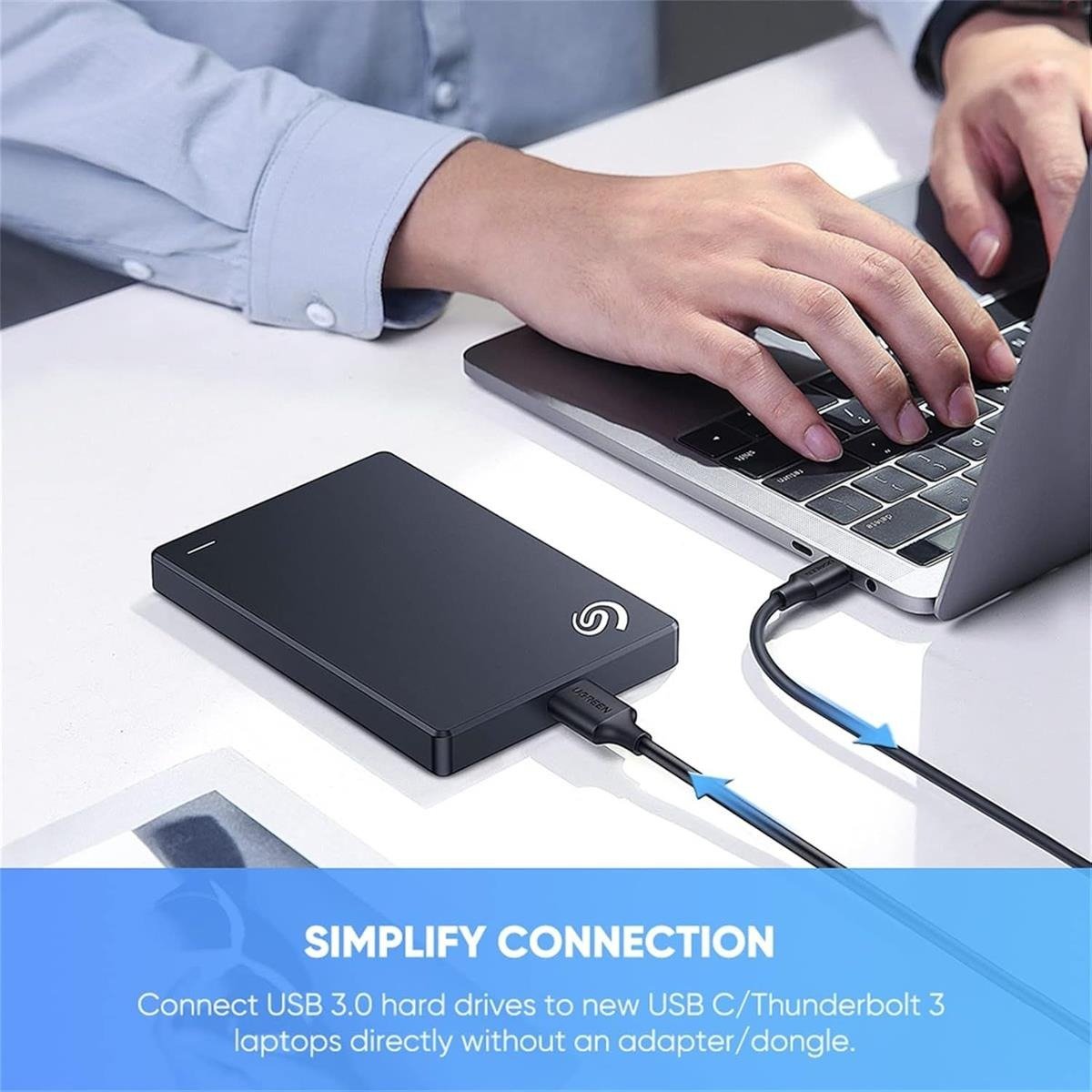 UGREEN USB Type-C to Micro-B 3.0 High-Speed Hard Drive Cable (1M - Black)