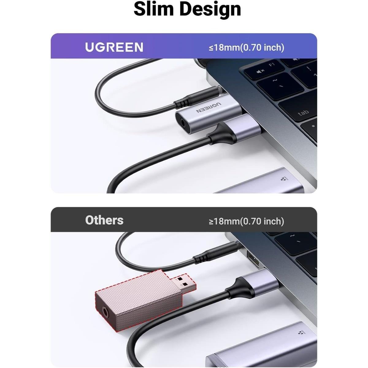 UGREEN USB-A To 3.5mm External Stereo Sound Adapter Gray 2-in-1 USB to 3.5mm Aux Headphone and Microphone Audio Jack Converter (Aluminum)