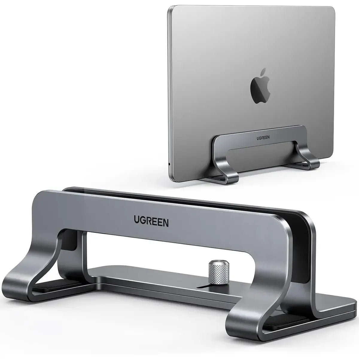 UGREEN Vertical Laptop Stand Adjustable Aluminium Desktop Holder for MacBook, Laptops & Tablets (Space Grey / Silver)