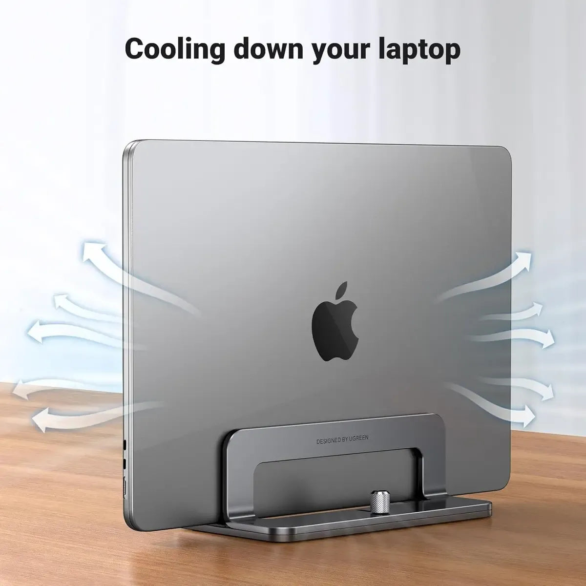 UGREEN Vertical Laptop Stand Adjustable Aluminium Desktop Holder for MacBook, Laptops & Tablets (Space Grey / Silver)