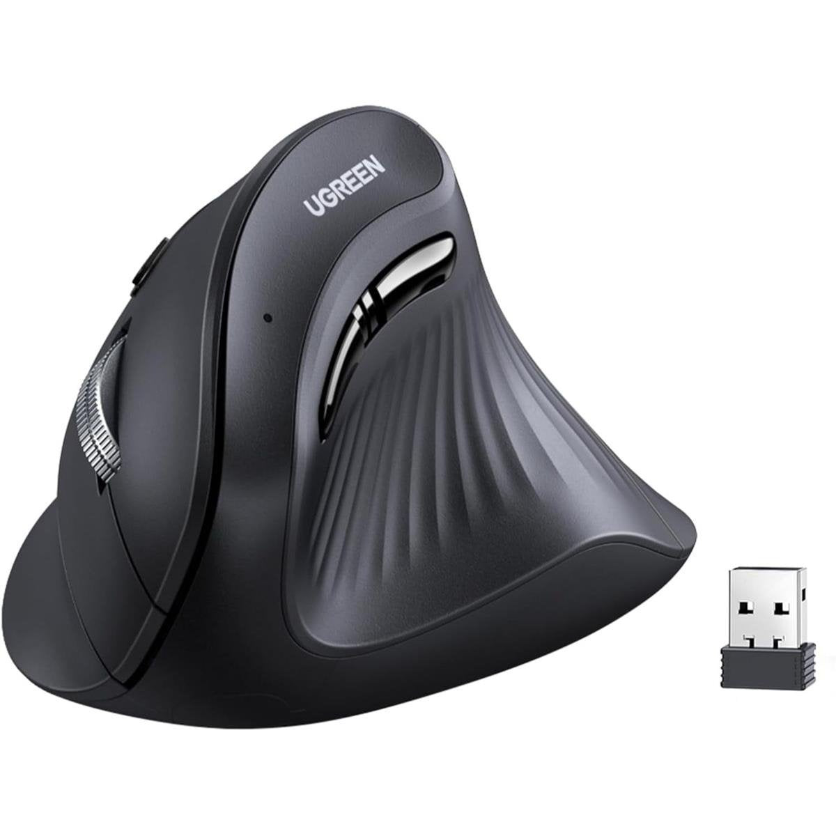 UGREEN Multi-mode Vertical Mouse Dual-Mode (Bluetooth 5.4 / 2.4GHz) Ergonomic Silent Wireless Mouse with 4000 DPI
