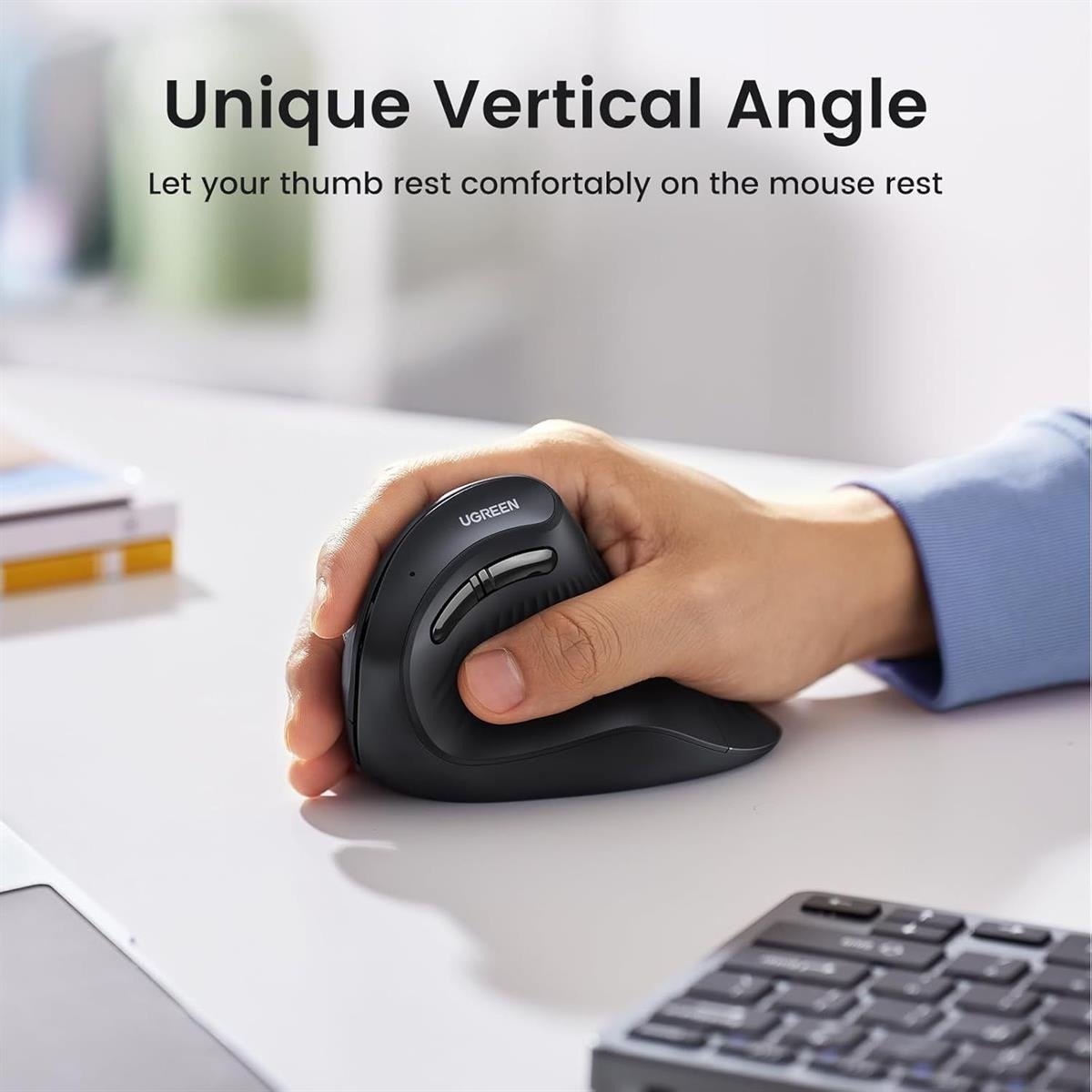 UGREEN Multi-mode Vertical Mouse Dual-Mode (Bluetooth 5.4 / 2.4GHz) Ergonomic Silent Wireless Mouse with 4000 DPI