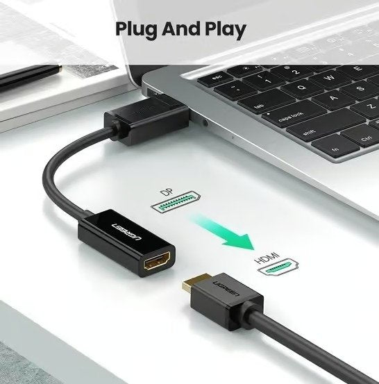 UGREEN MM137 40363 DisplayPort (Male) to HDMI (Female) 4K/1080p Adapter - Black Ultra HD Audio & Video Converter for PC, Desktop & Laptop