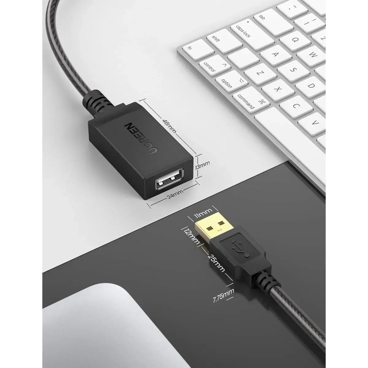 Ugreen Active USB 2.0 Male to Female Extension Cable with Signal Booster (10M - Black)